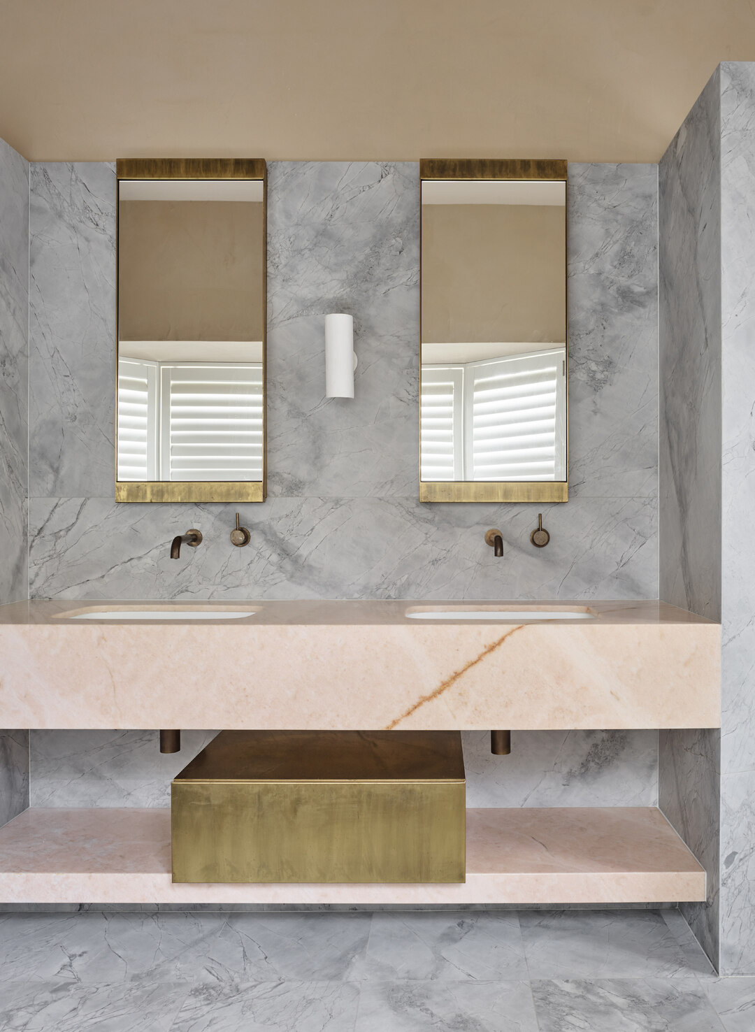 Flack Studio Melbourne Interior Design marble Bathroom Concrete pink and grey