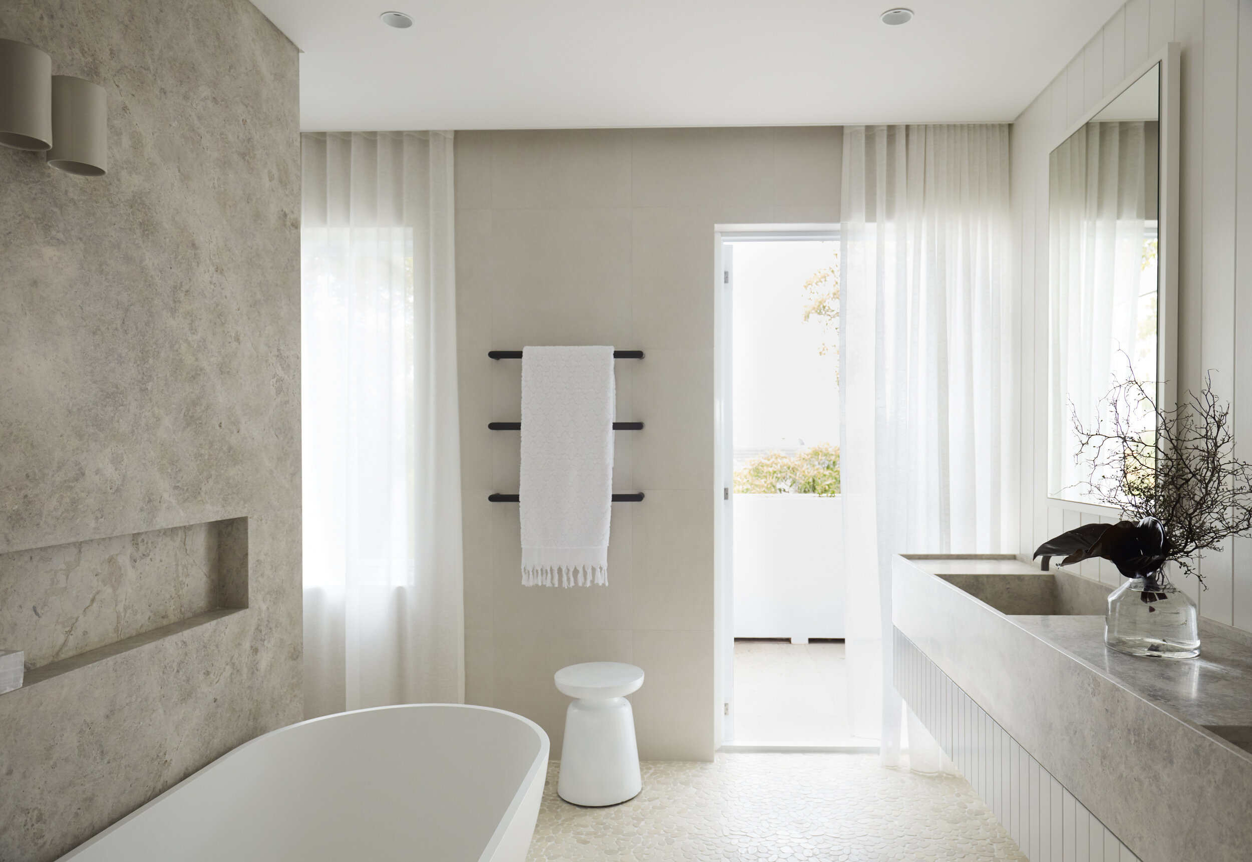 Lori Bolon Interiors Coastal Grey Bathroom Marble