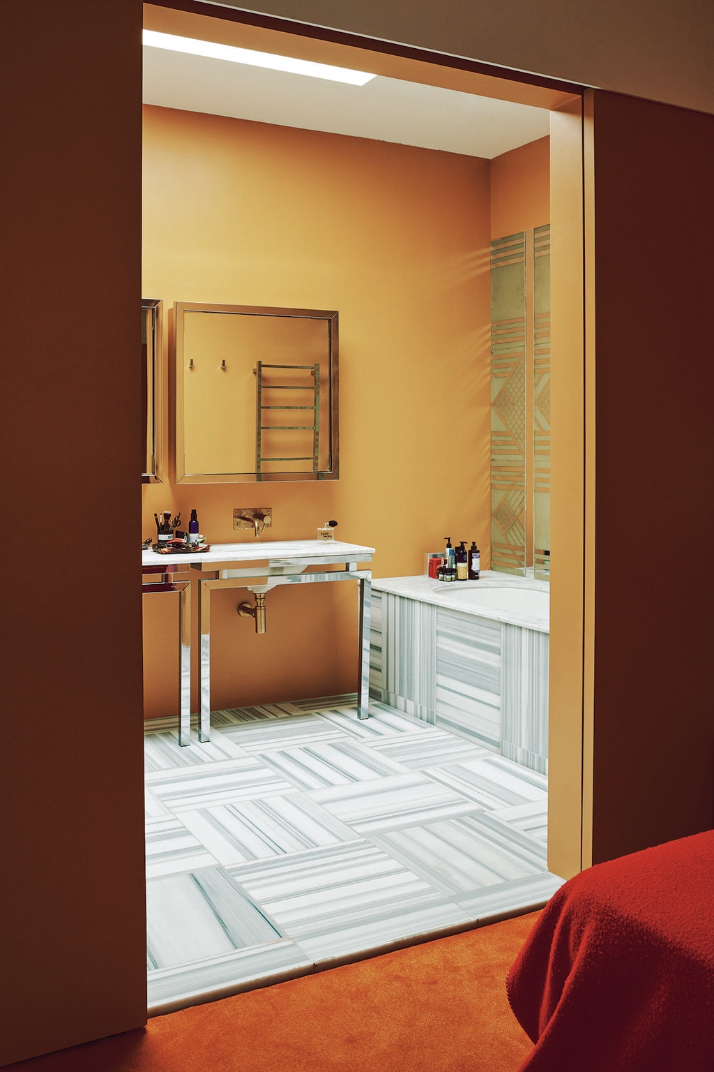 Natural Stone in Bathroo orange London Interior Design 