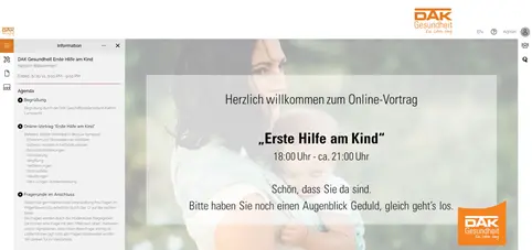 DAK-Gesundheit Online Vortragsreihe Erste Hilfe am Kind