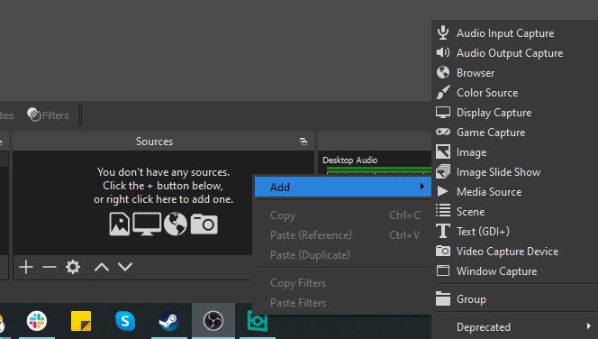 OBS adding sources