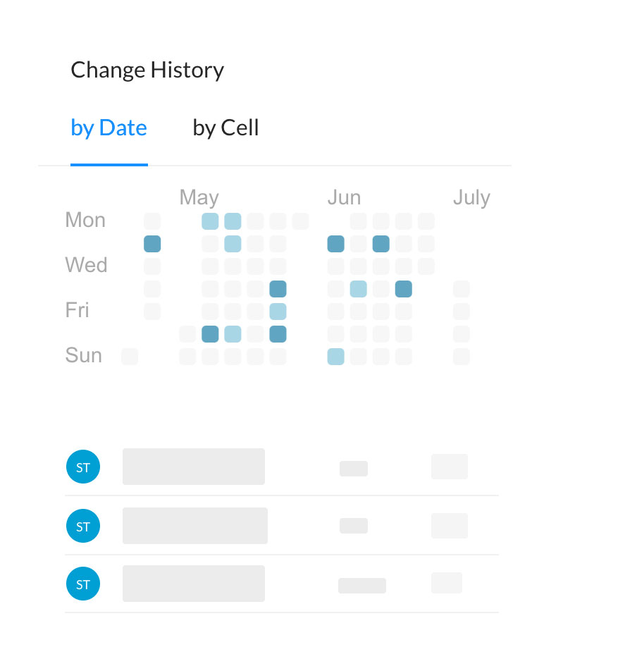 View of Excel change history in Airrange