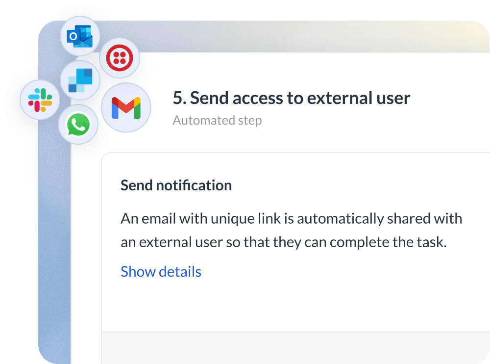 Connected operations example of sending step to a new user