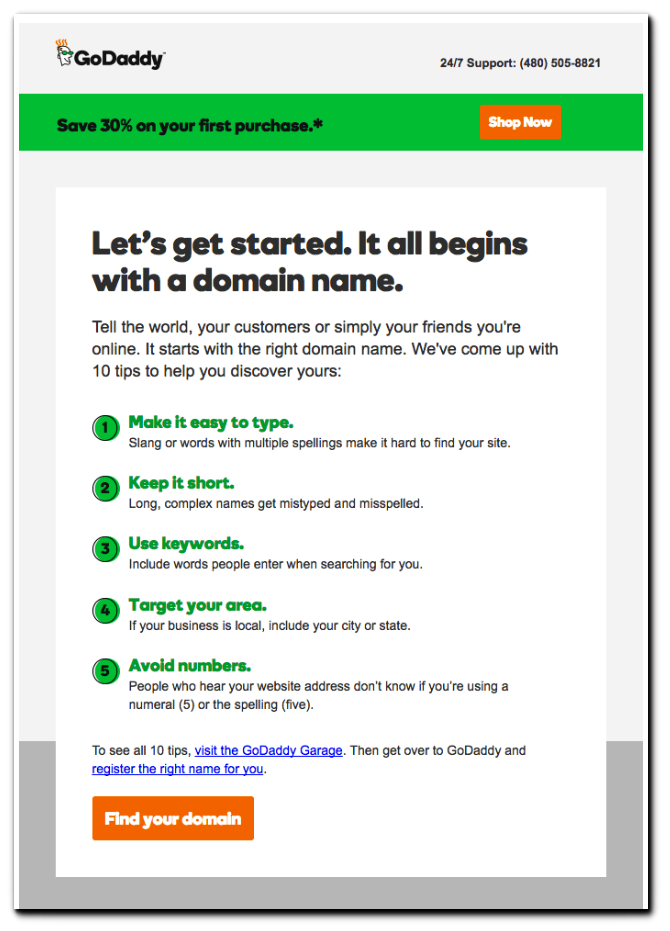 Welcome Email - GoDaddy