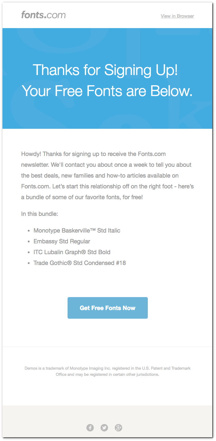 Welcome Email - Fonts.com