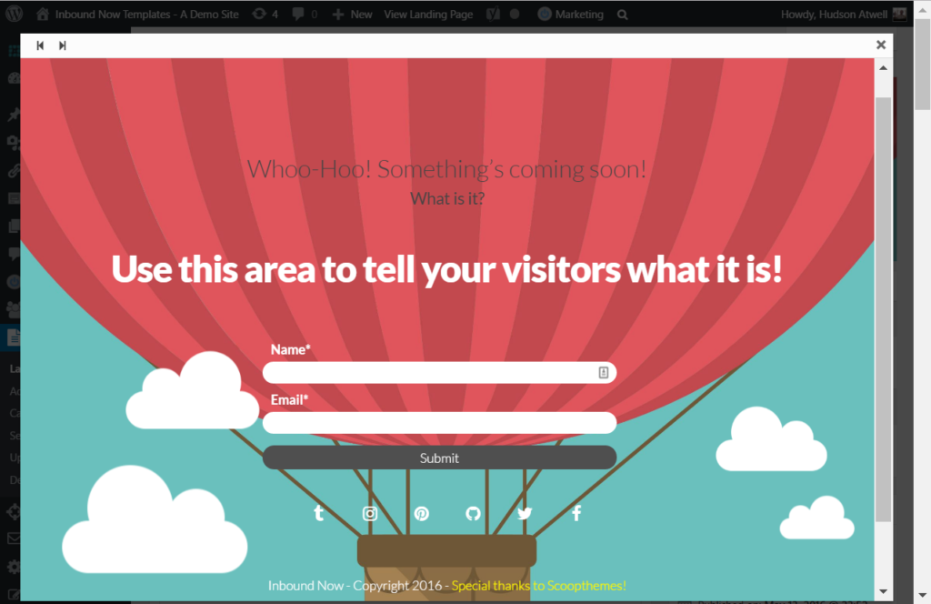 Creating landing pages with Inbound Now Sendlane integration