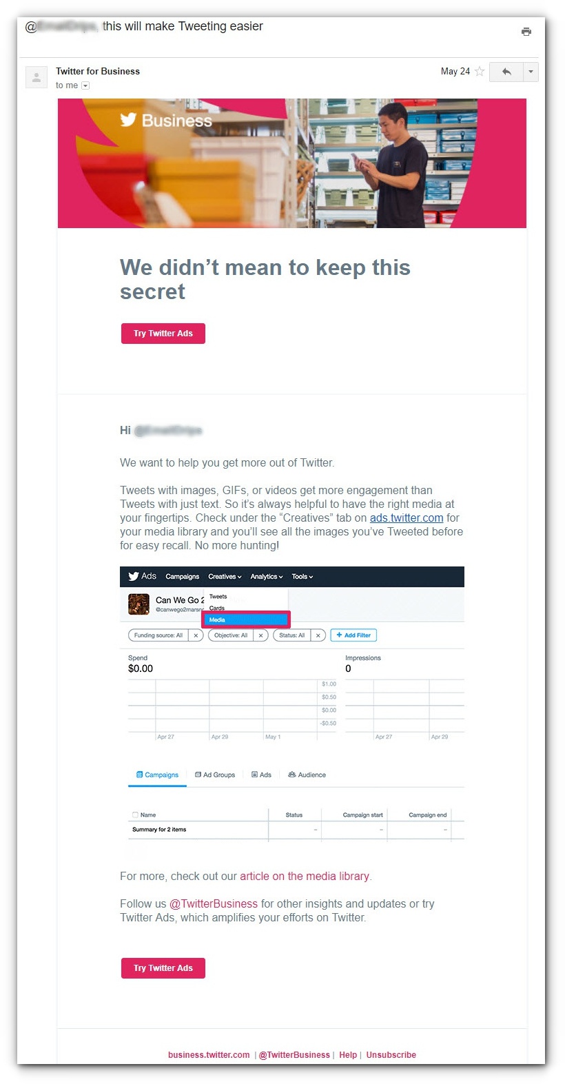 email campaigns to sell ads - email 2