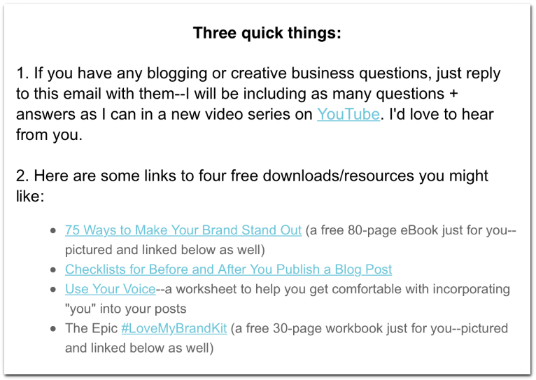 Welcome Email - Three Quick Things