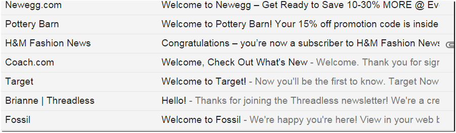 Welcome Email - Subject Lines