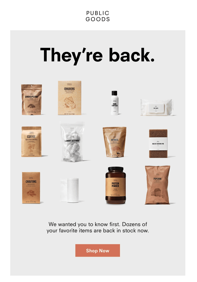 replenishment email example