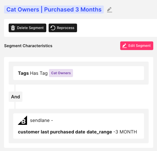 Sendlane's segmentation and tagging tool with example email list