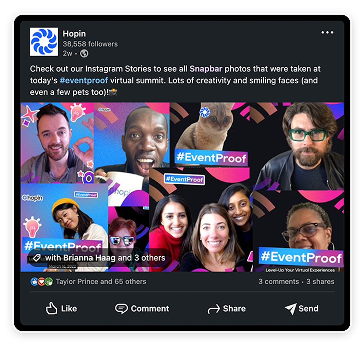 Share gallery photos on social media.