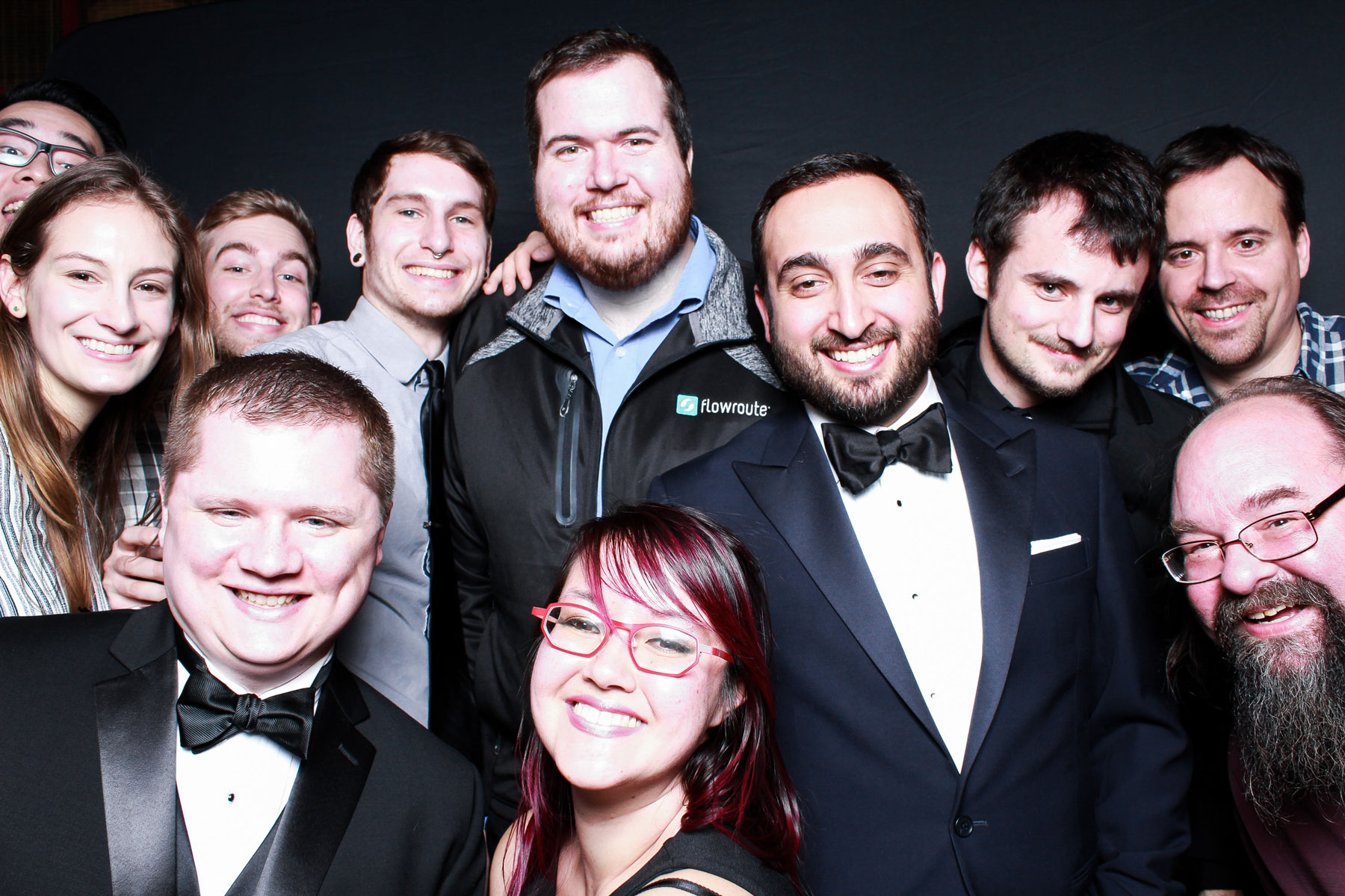 Group photo in open photo booth