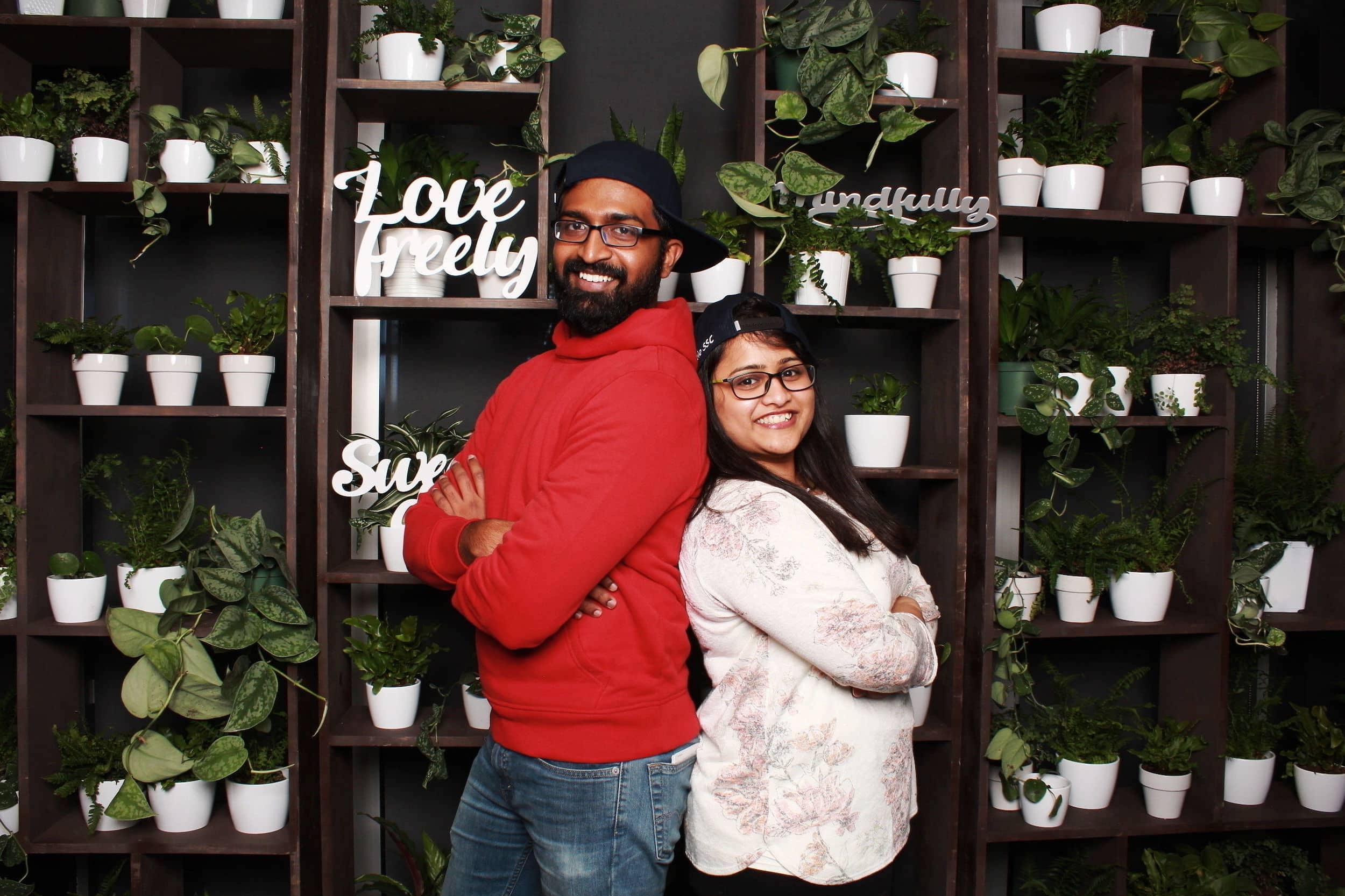 Lululemon Seattle photo booth floral backdrop