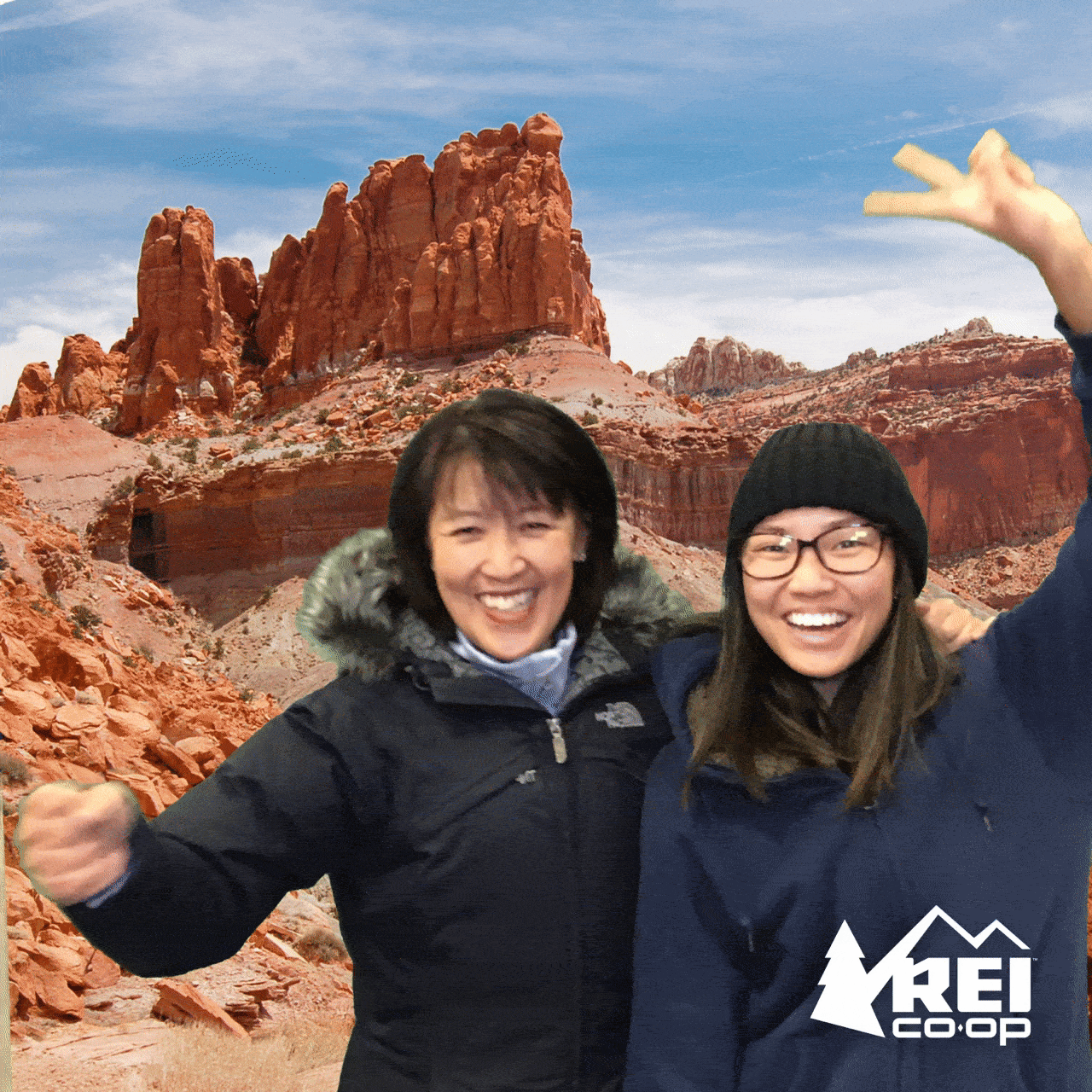 REI Selfie Stand GIF photo booth experience green screen