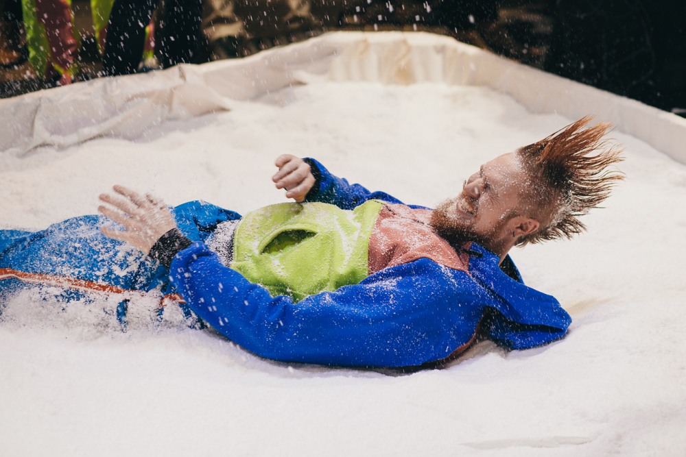 Indoor snow storm photo booth
