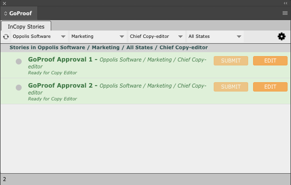 GoProof InCopy Stories