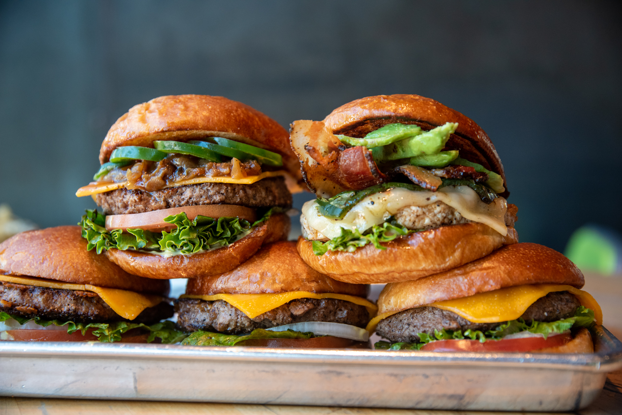 stacked burgers