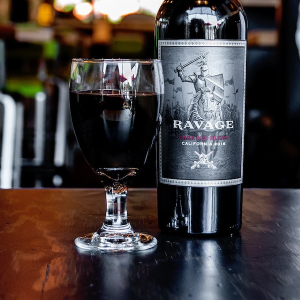 Bottle of Ravage wine.