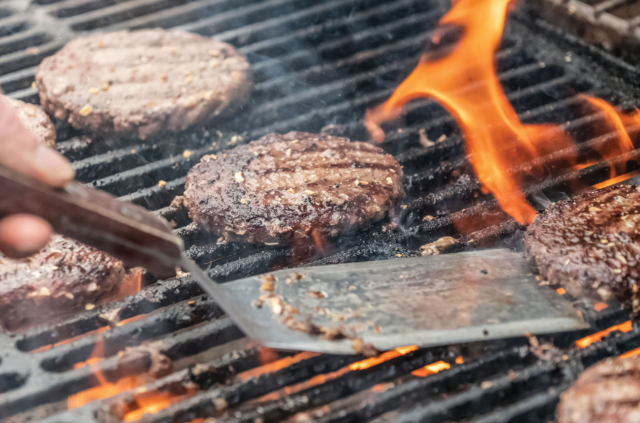 Grilling burgers.