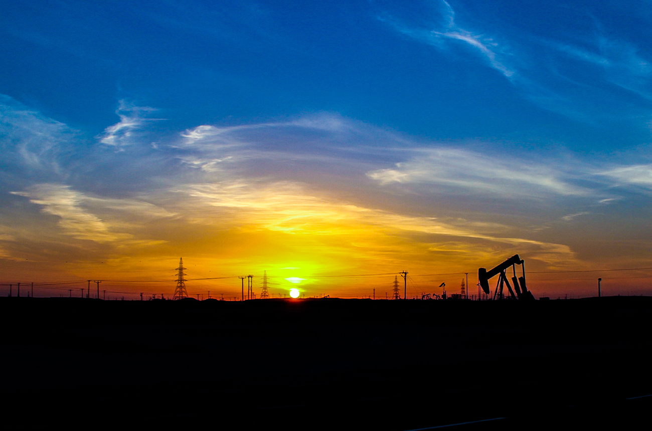 Colorful sunset in the desert.