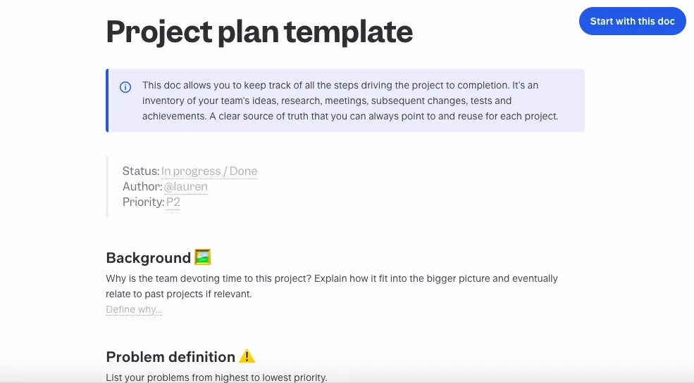 Project plan template