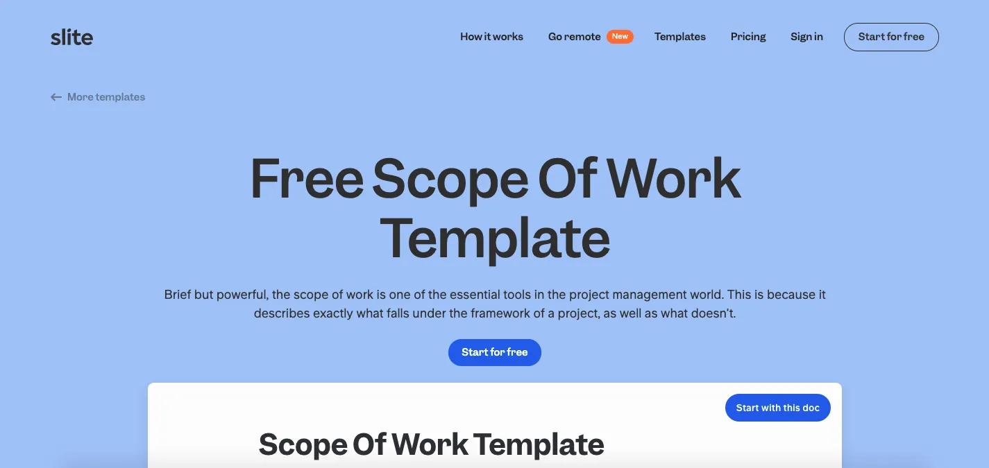 Scope of Work Template