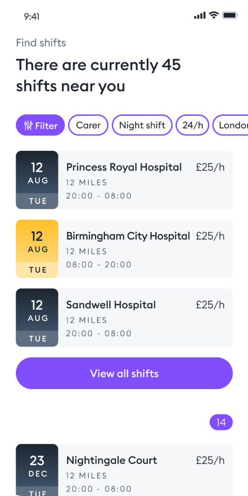 Flexible shifts app for nurses and carers Florence