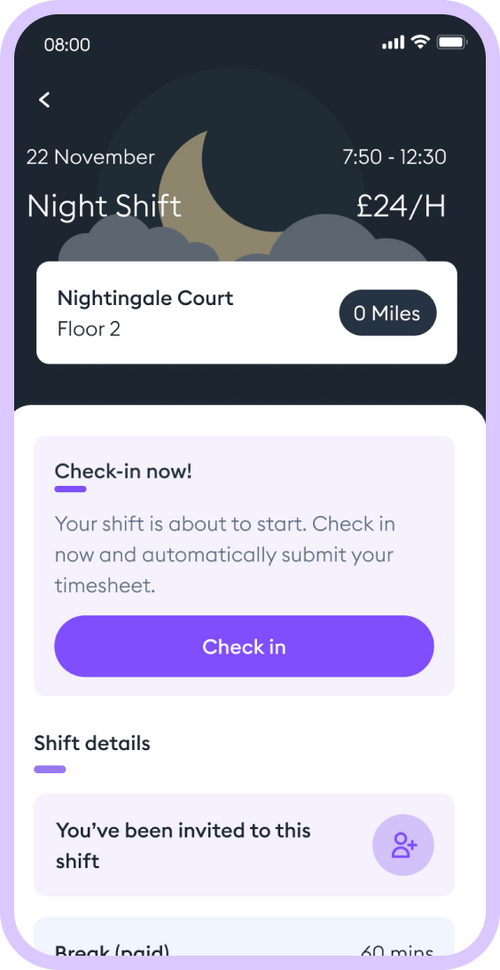 Flexible shifts app for nurses and carers Florence