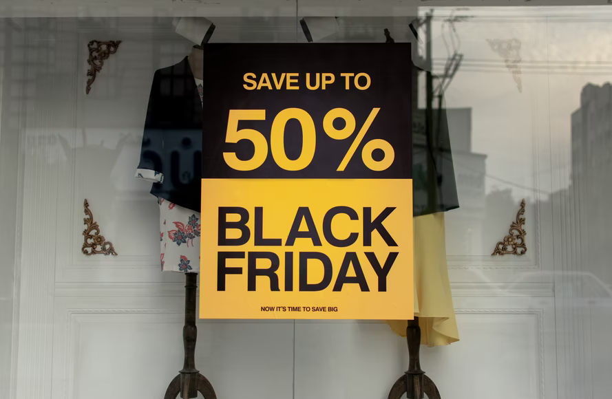 Black Friday sale sign in store window