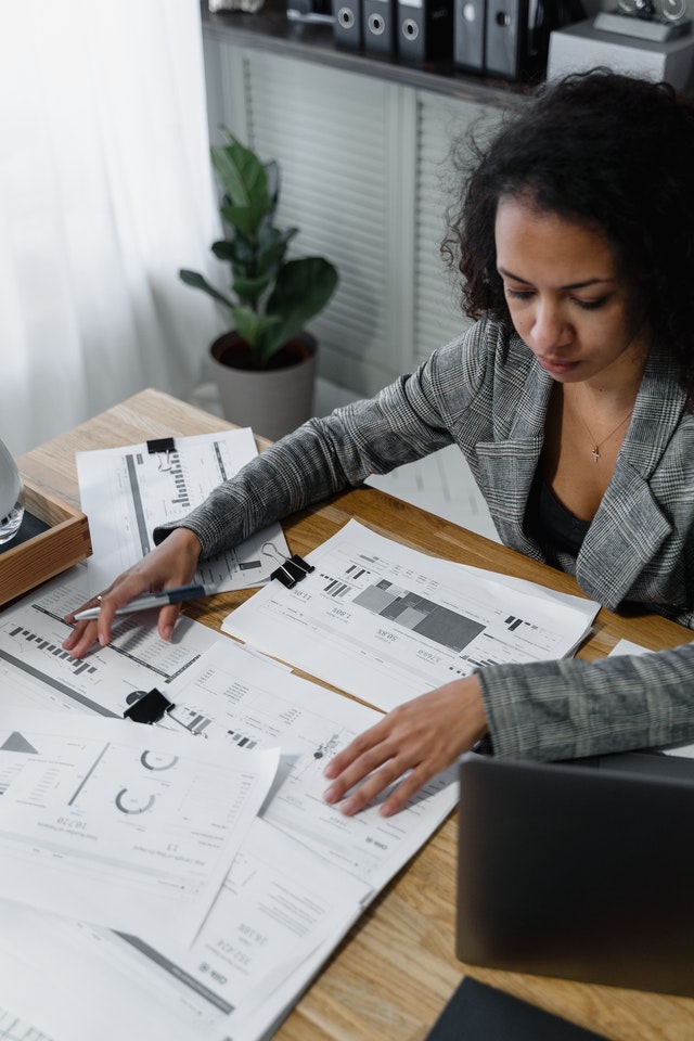 woman managing paperwork