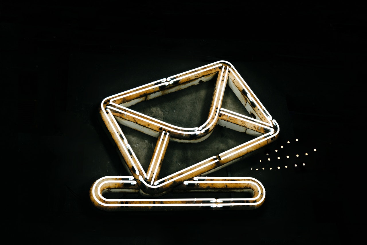 email icon neon sign
