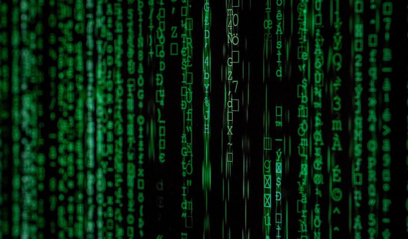 An image of codes in green across a screen
