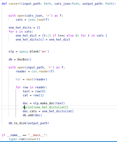 docbin example for spacy