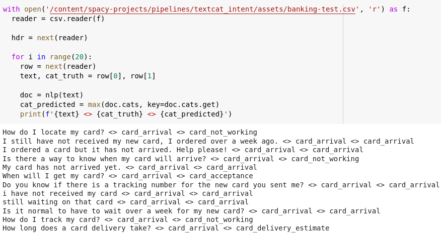 Inference time of intent classification with spaCy