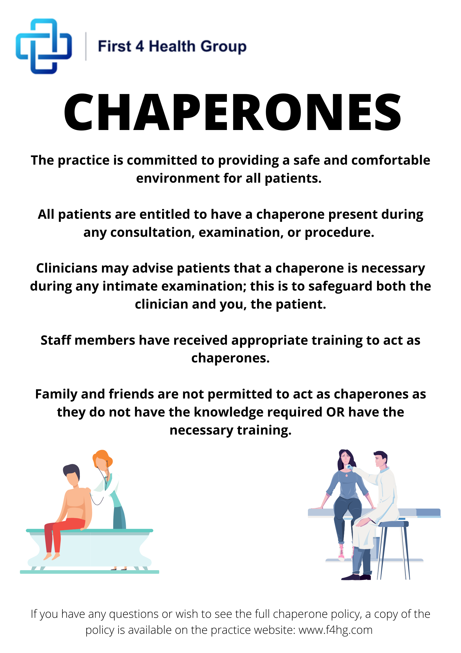 Chaperone Policy & Poster NHS GP Surgery