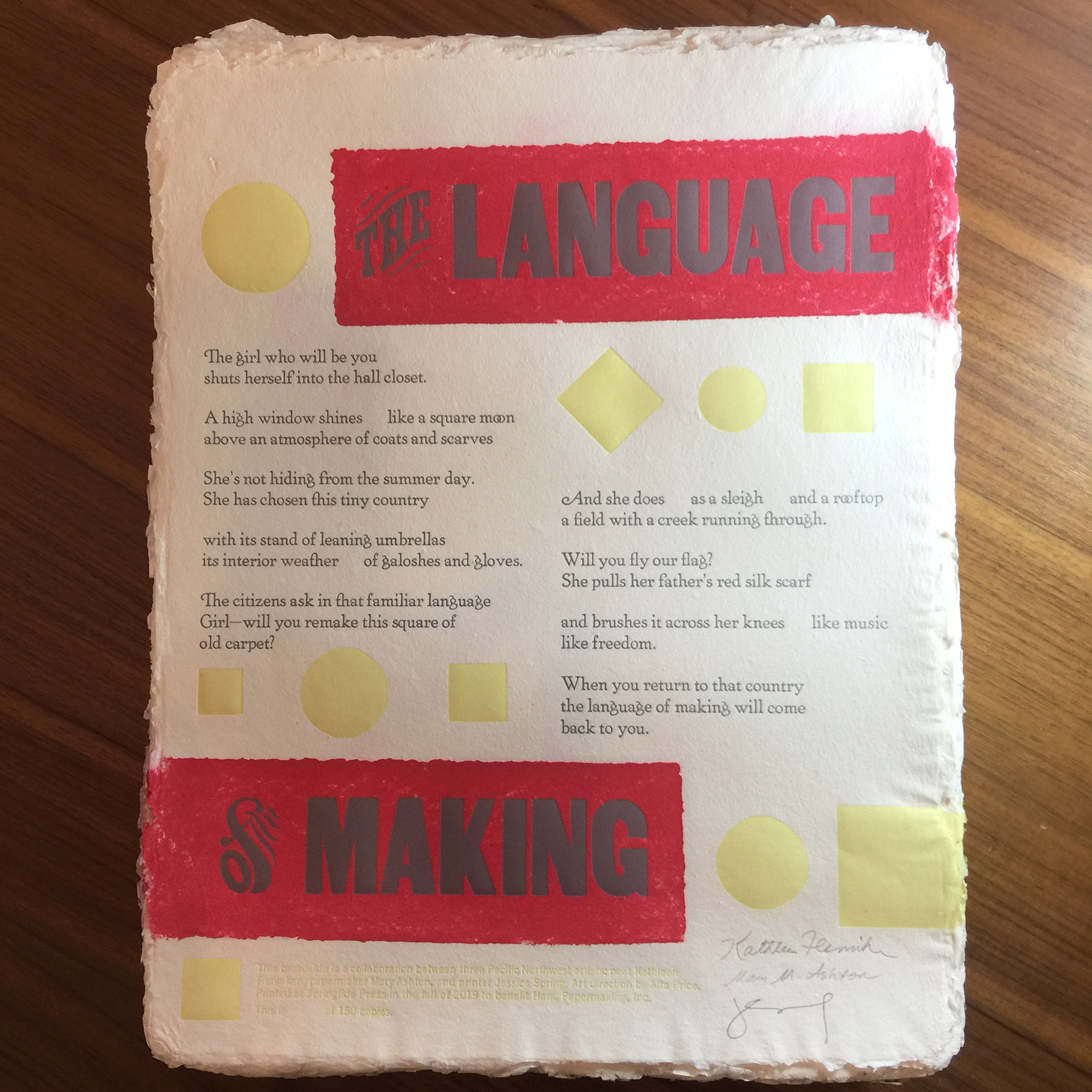 2019 Poetry Broadside The Language of Making