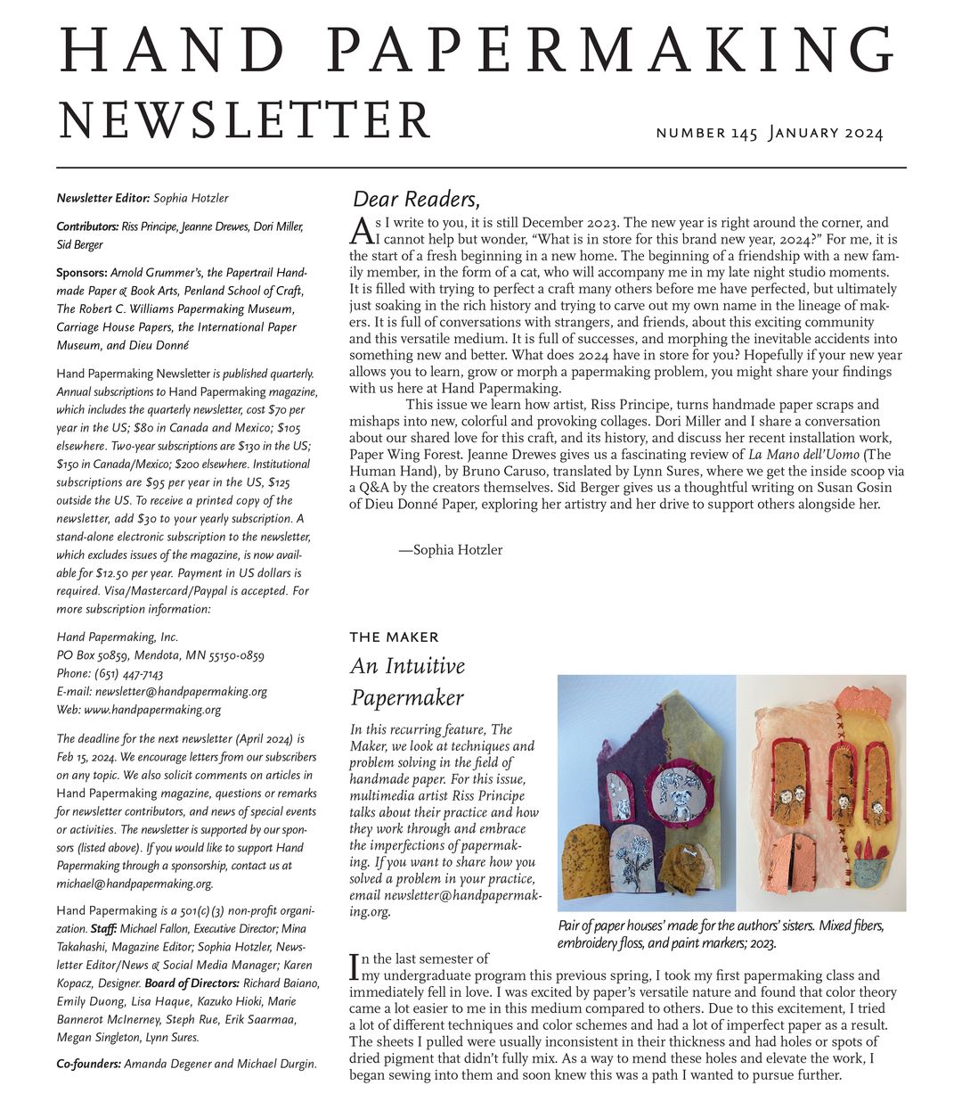 HAND PAPERMAKING, Inc. magazine newsletter portfolios