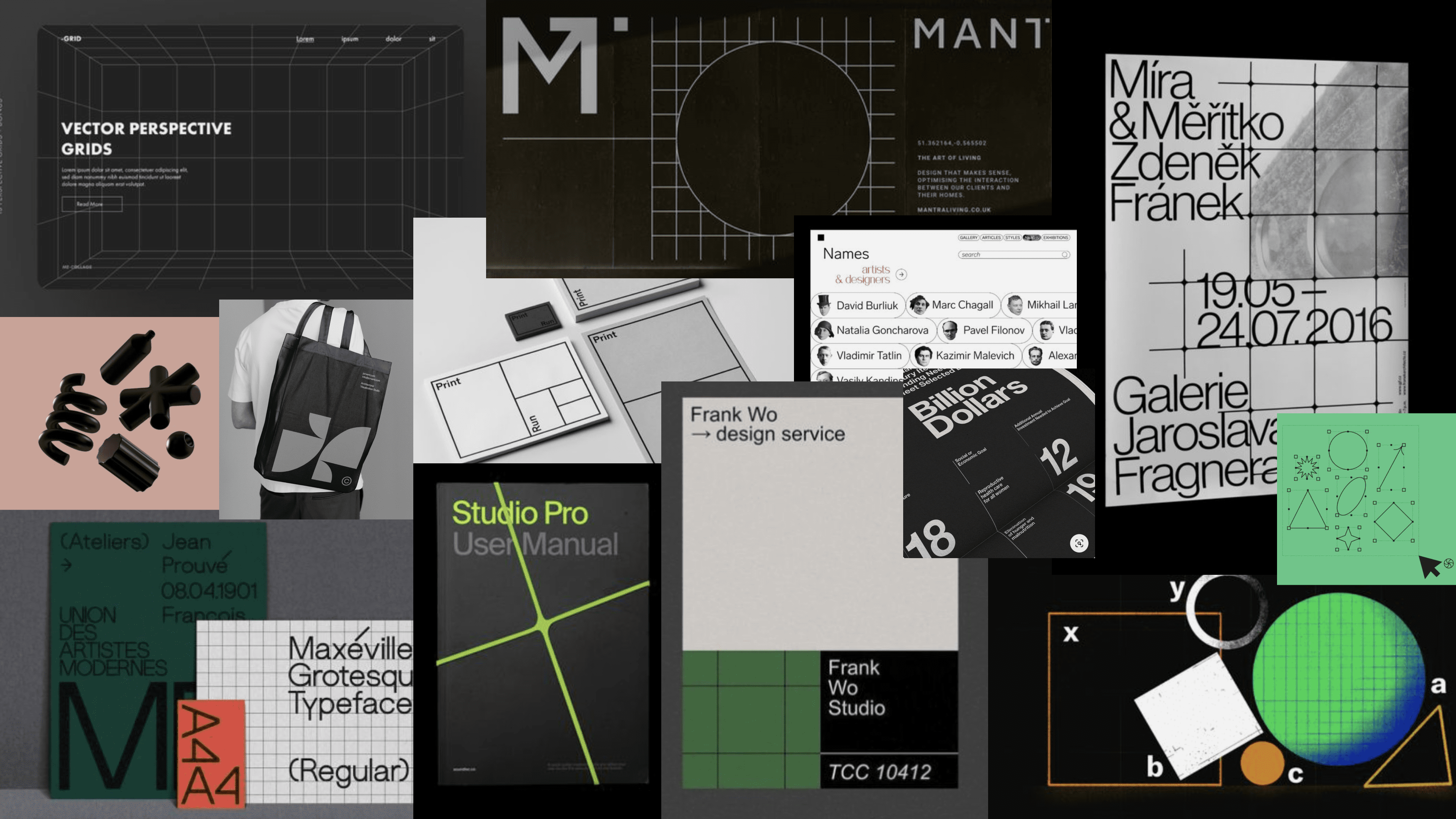 A series of poster designs compiled into a collage