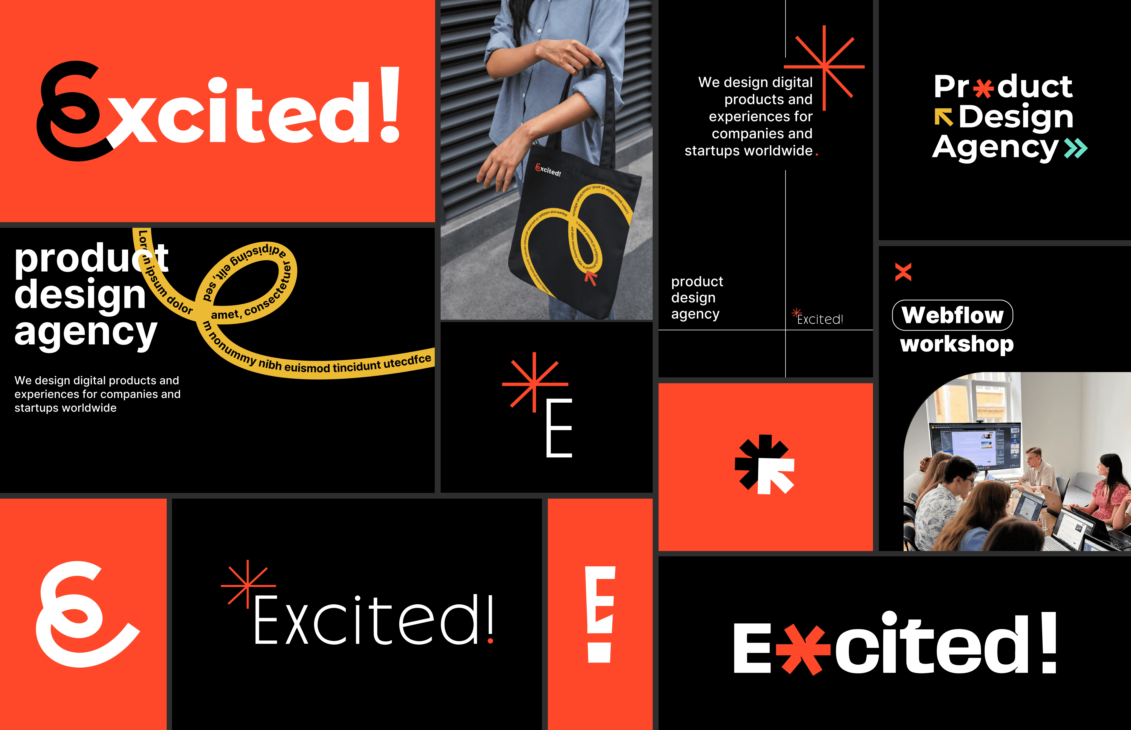 A collage of our initial branding direction ideas