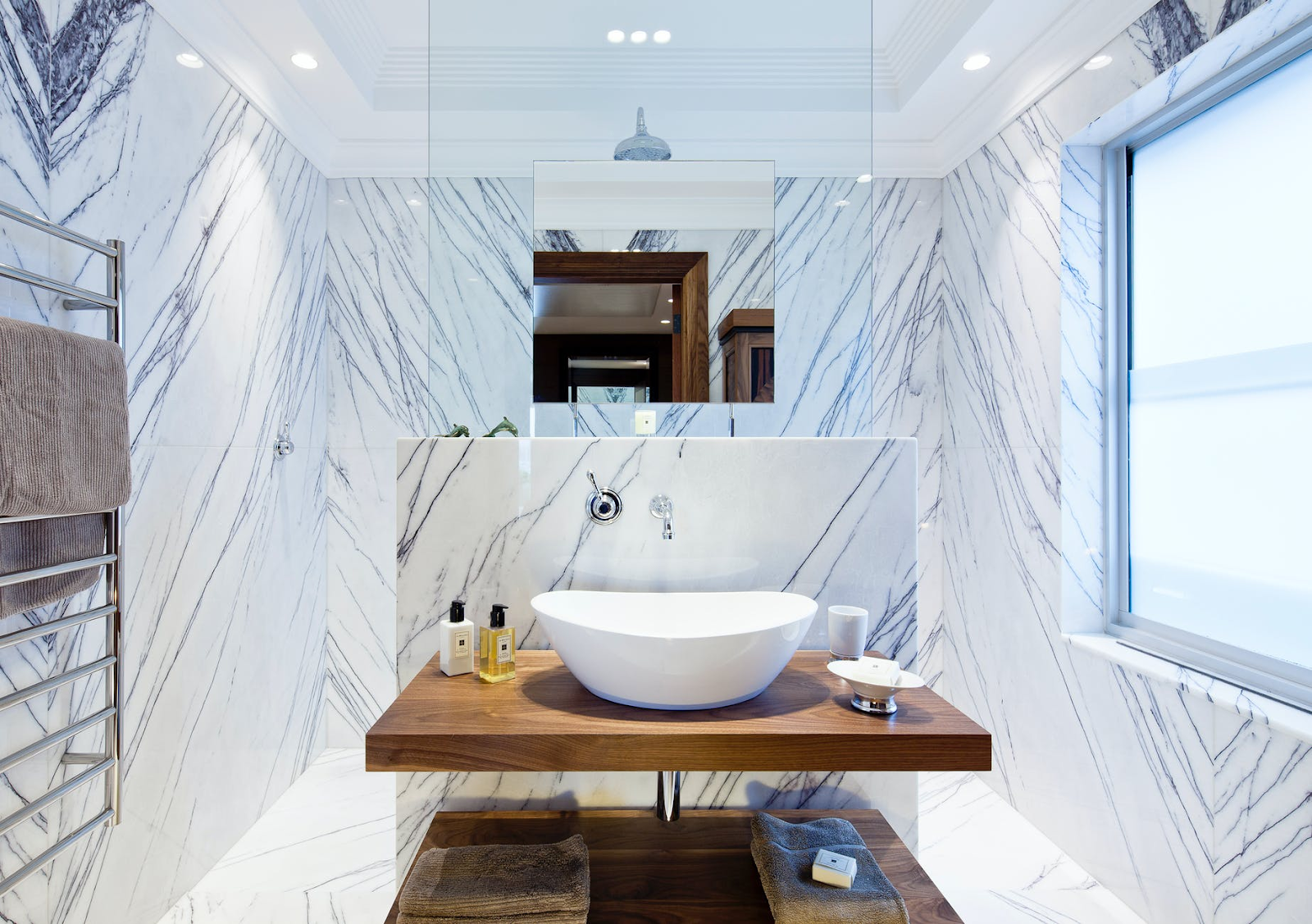 Marble bathroom with sink