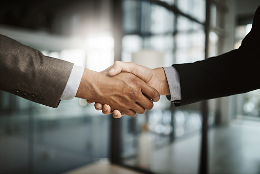 Shaking hands on a business deal