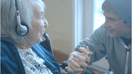 “50% of Elders in Nursing Homes never get a visit- Many are alone for more than 10 years. Music can be a Bridge and bring young and old together.” -Alive Inside Foundation.