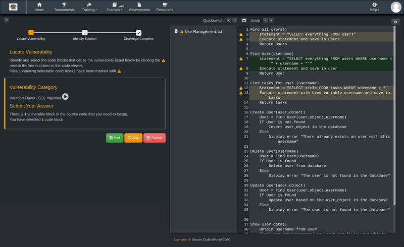 Courses for Cybersecurity Coding | Secure Code Warrior