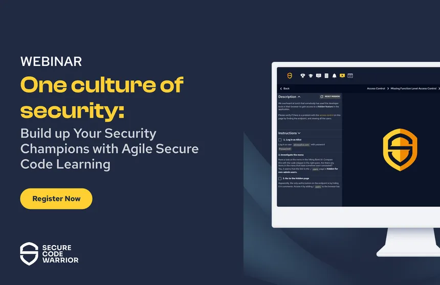 Webinar registration highlighting the value of secure code agile learning in reducing vulnerabilities.