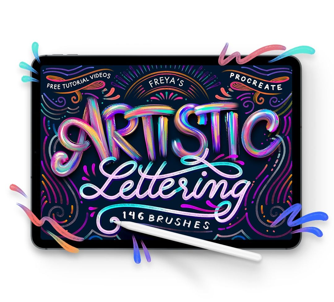 Procreate Lettering Brushes Freya's Artistic Calligraphy set