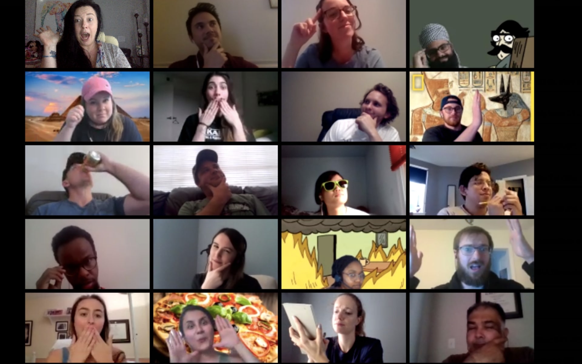 Screenshots of people on a Zoom call