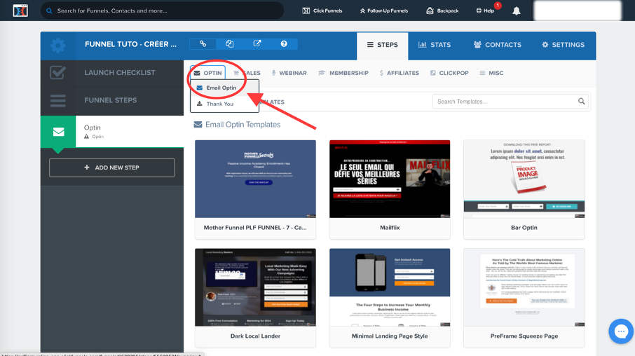 Création d'une page de capture