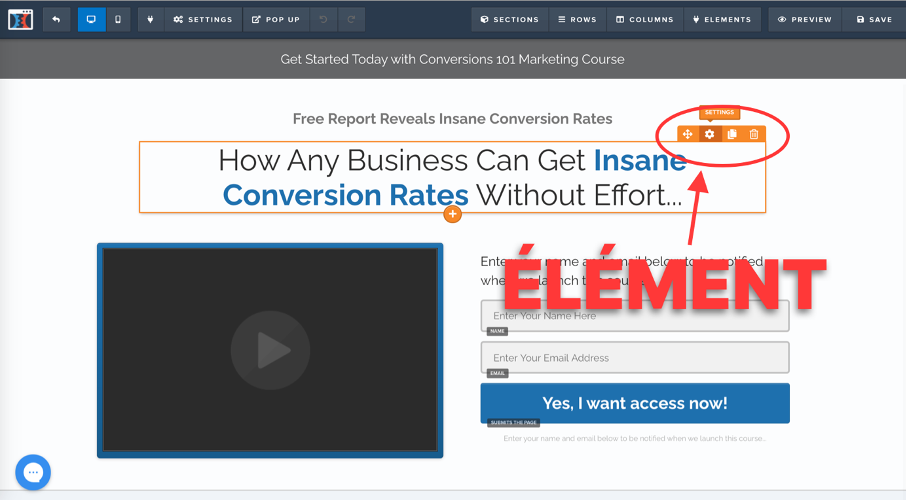 Apparence des éléments dans Clickfunnels
