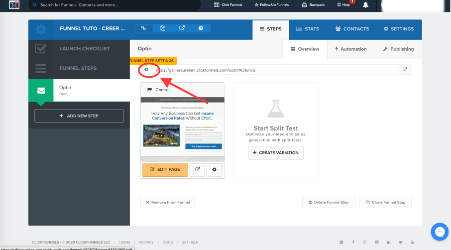 Modification des paramètres d'URL